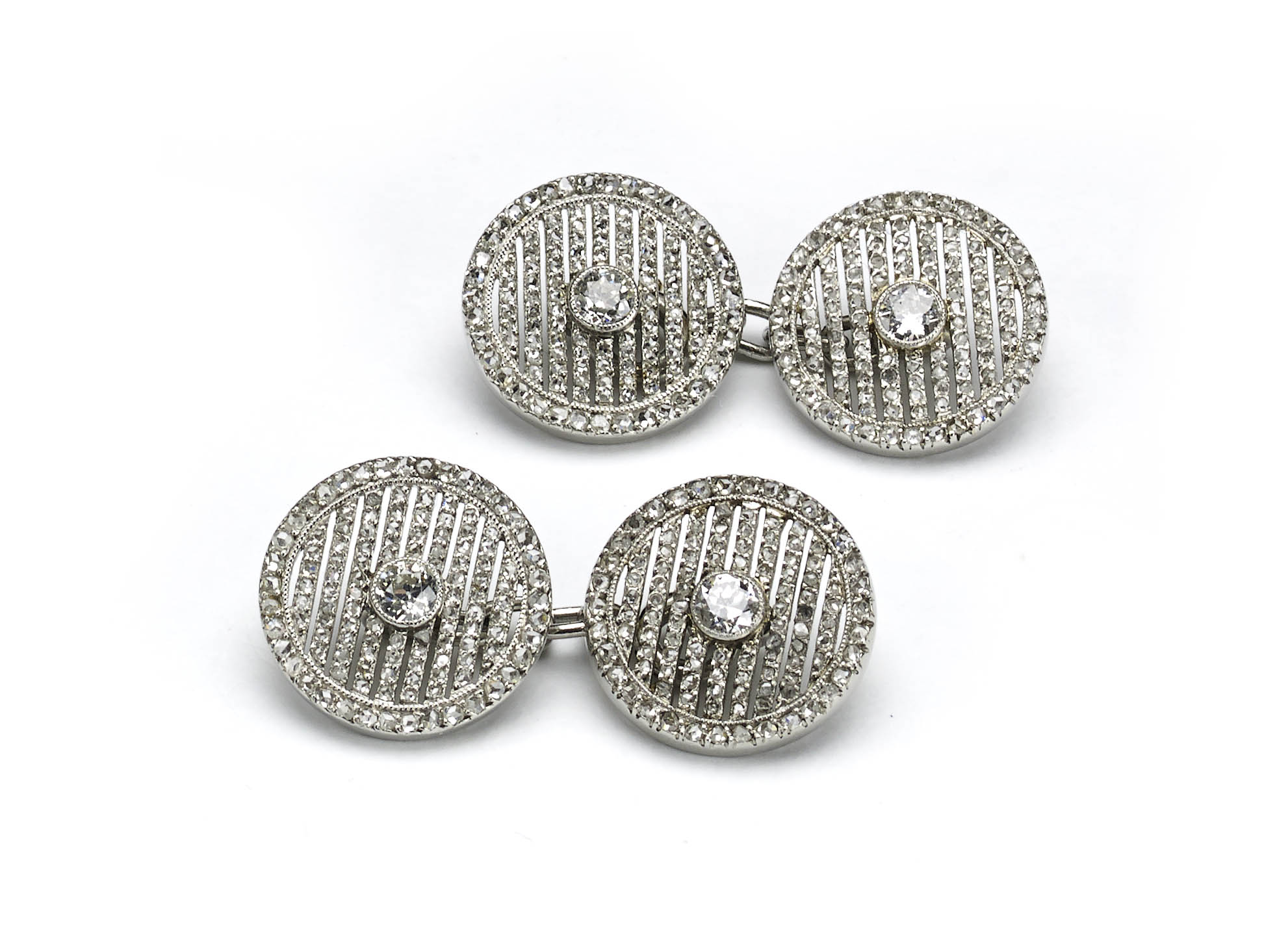 Diamond and Rose Diamond Cufflinks by Victor Reard, Paris, c1910-20.
