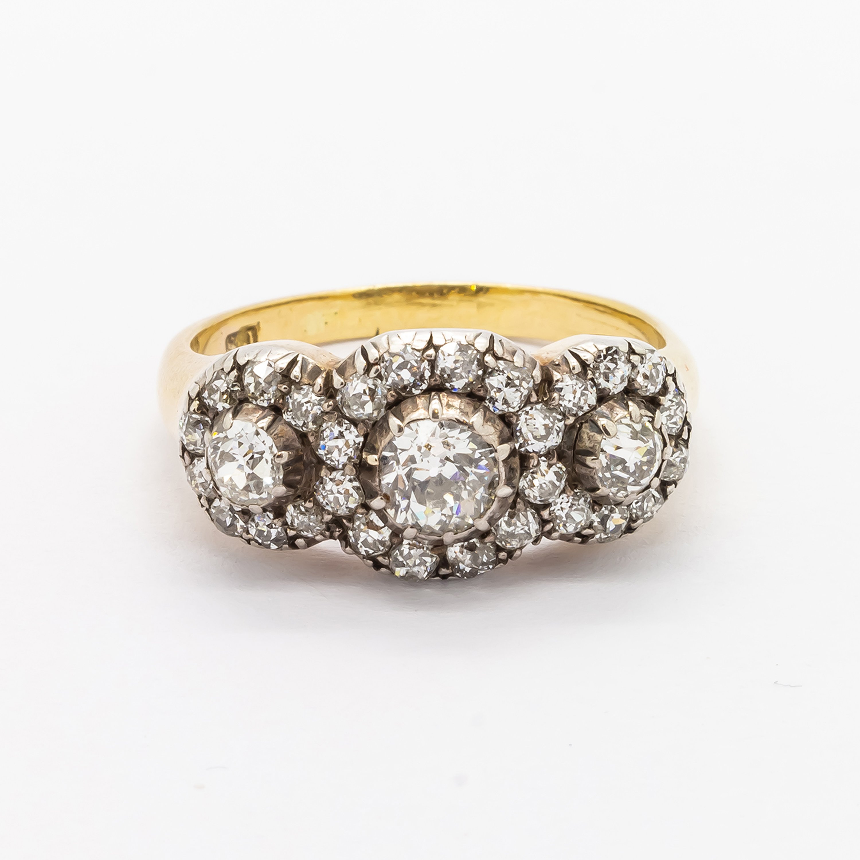 Diamond Triple Cluster Ring