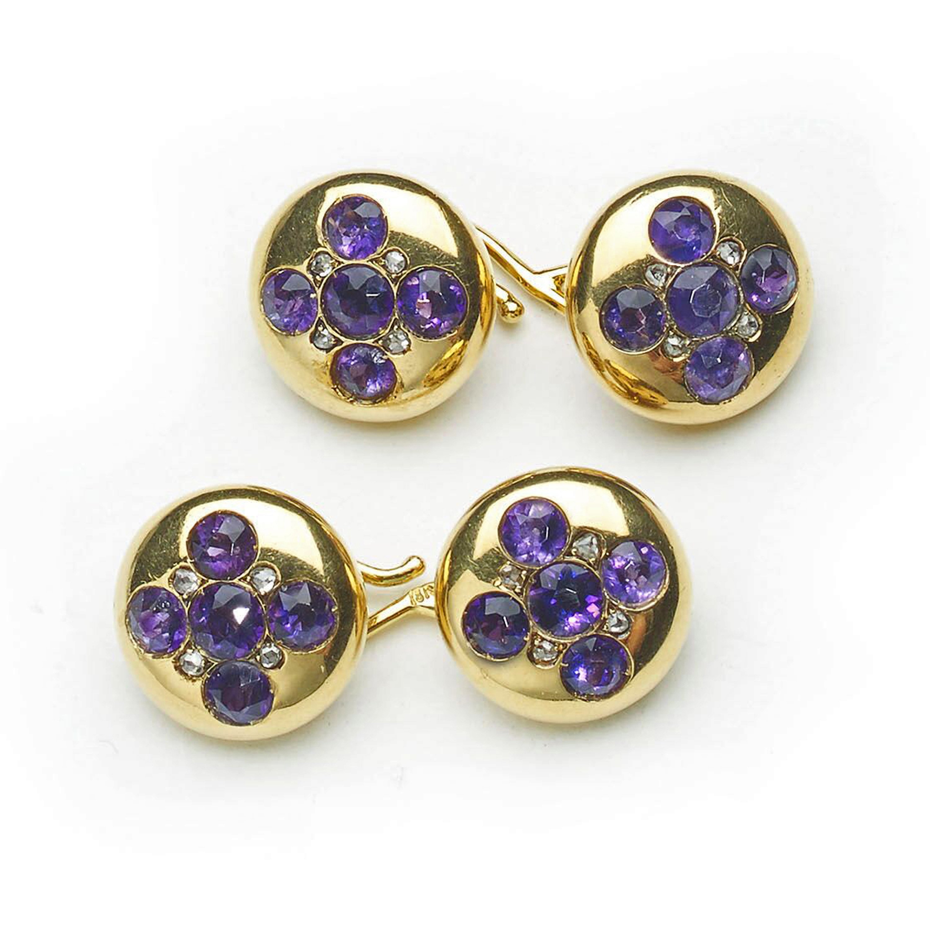Amethyst and Rose Diamond Cufflinks
