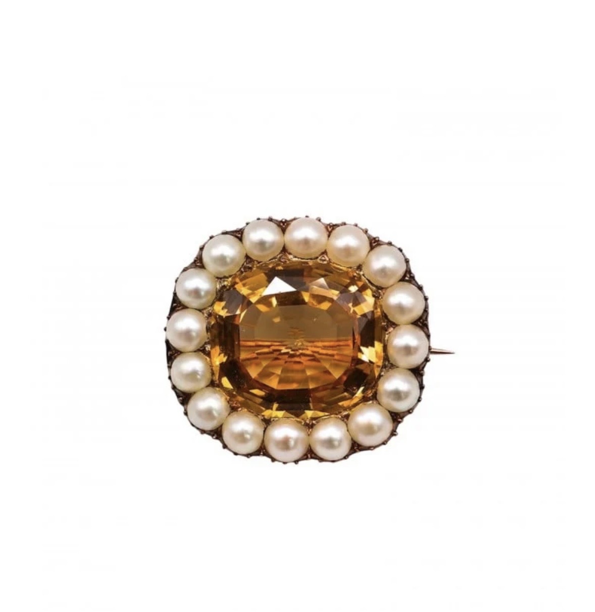 Topaz and Pearl Cluster Brooch