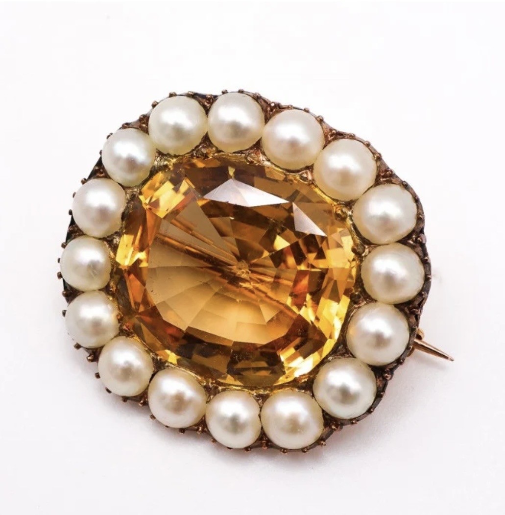Topaz and Pearl Cluster Brooch - Image 2